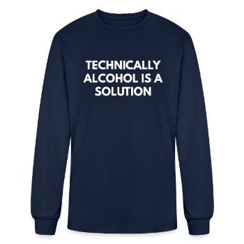 Technically Alcohol is a Solution - Men's Long Sleeve T-Shirt - navy - Front