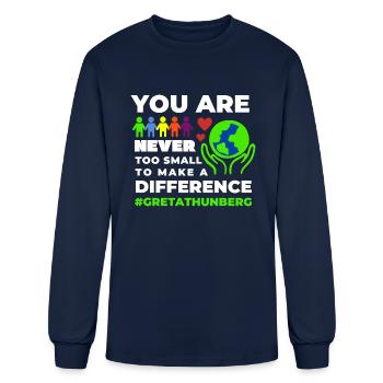 Never Too Small Planet Earth Vegan Greta Climate - Men's Long Sleeve T-Shirt - navy - Front