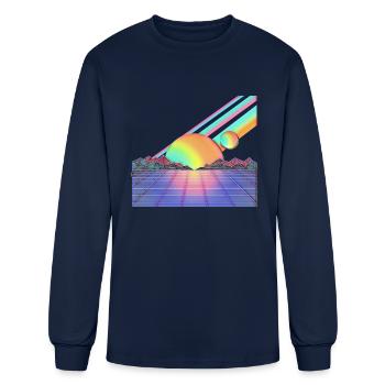 80s Airbrush Retro Graphic - Men's Long Sleeve T-Shirt - navy - Front