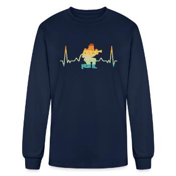Retro Firefighting Fire Hose A Firefighter - Men's Long Sleeve T-Shirt - navy - Front