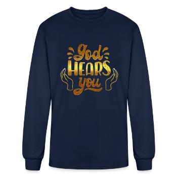 god hears you - Men's Long Sleeve T-Shirt - navy - Front