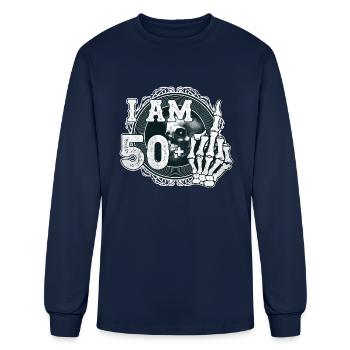 I'm 50 plus 1 middle finger Skull funny 51st - Men's Long Sleeve T-Shirt - navy - Front