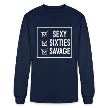 Sexy Sixties Savage - Men's Long Sleeve T-Shirt - navy - Front