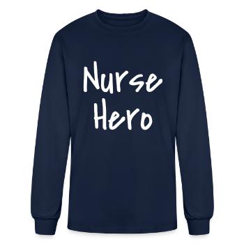 Nurse Hero - Men's Long Sleeve T-Shirt - navy - Front
