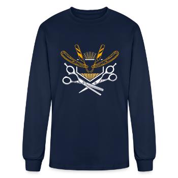 Barber Knife Scissors Barbershop - Men's Long Sleeve T-Shirt - navy - Front