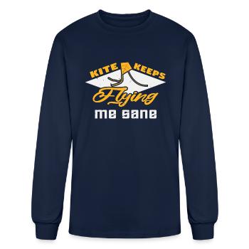 Kite Flying Keeps Flying Me Sane - Men's Long Sleeve T-Shirt - navy - Front