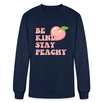 Be Kind Stay Peachy - Men's Long Sleeve T-Shirt - navy - Front