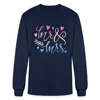 MR & MRS - Men's Long Sleeve T-Shirt - navy - Front