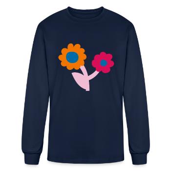 Twin Flower - Men's Long Sleeve T-Shirt - navy - Front
