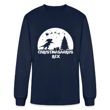 Christmasaurus Rex - Men's Long Sleeve T-Shirt - navy - Front