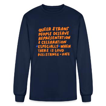 Queer & Trans People Deserve Representation - Men's Long Sleeve T-Shirt - navy - Front