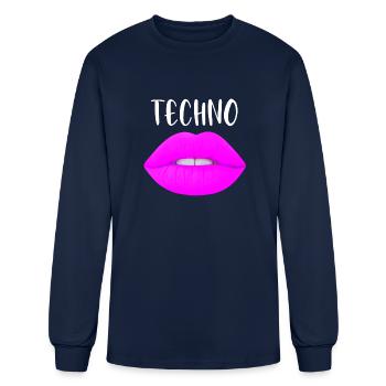 techno music logo - Men's Long Sleeve T-Shirt - navy - Front