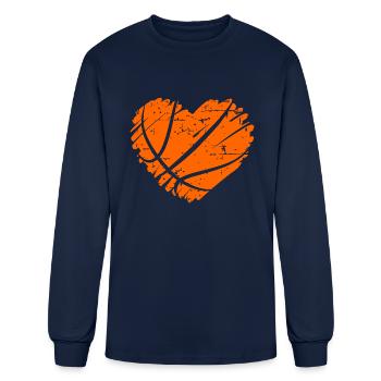 I Love Basketball with Heart Shape - Men's Long Sleeve T-Shirt - navy - Front