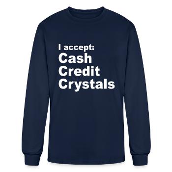 I accept: Cash Credit Crystals - Men's Long Sleeve T-Shirt - navy - Front