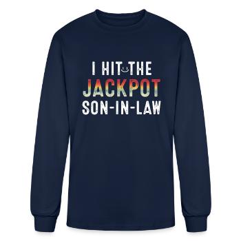 I Hit Son In Law Jackpot - Men's Long Sleeve T-Shirt - navy - Front
