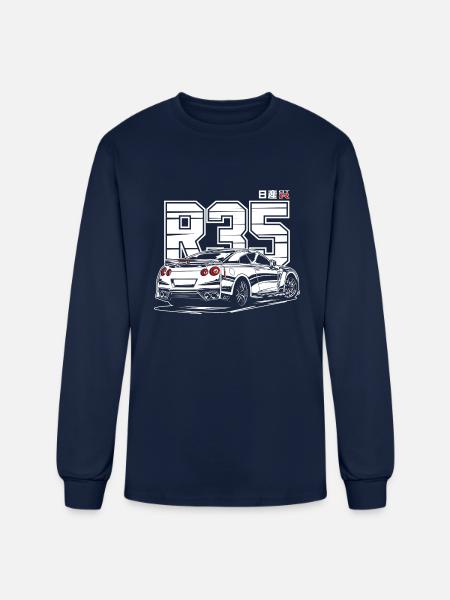 Gtr R35abcdabcdabcdwhite Print - Men's Long Sleeve T-Shirt - navy