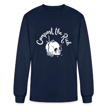 Compost The Rich Funny Anti Capitalist Gift - Men's Long Sleeve T-Shirt - navy - Front