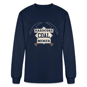 Hardcore Coal Miner T Shirt - Men's Long Sleeve T-Shirt - navy - Front