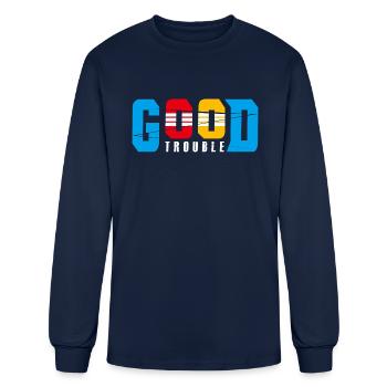 GOOD TROUBLE FUNNY - Men's Long Sleeve T-Shirt - navy - Front