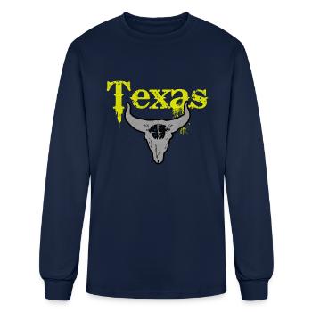 Texas Pride Longhorn - Men's Long Sleeve T-Shirt - navy - Front