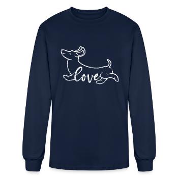 Love Wiener Dog - Men's Long Sleeve T-Shirt - navy - Front
