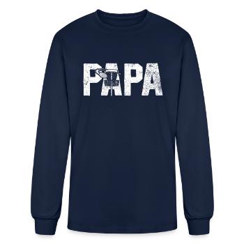 Disc Golf Dad Papa Disc Golfer Disc Golfing - Men's Long Sleeve T-Shirt - navy - Front
