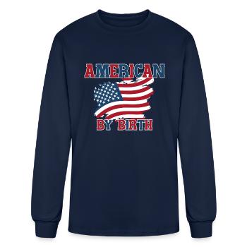 American By Birth - Men's Long Sleeve T-Shirt - navy - Front