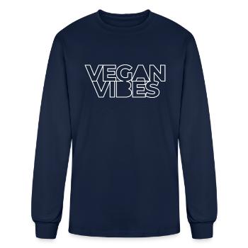 Vegan Vibes Outline - Men's Long Sleeve T-Shirt - navy - Front