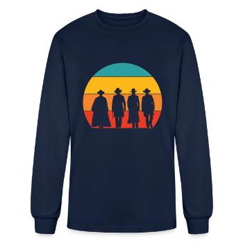 Tombstone Silhouette Retro Sunset - Men's Long Sleeve T-Shirt - navy - Front