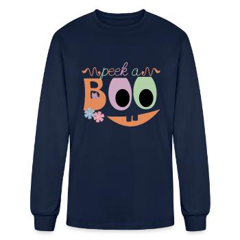 Peek A Boo Halloween Jack O Lantern - Men's Long Sleeve T-Shirt - navy - Front