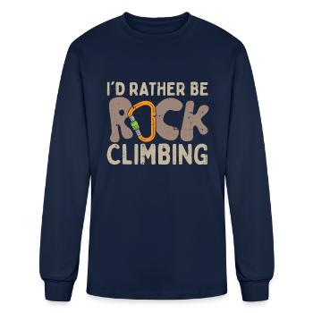 I'd Rather Be Rock Climbing Apparel - Men's Long Sleeve T-Shirt - navy - Front