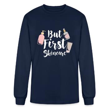 But First Skincare - Men's Long Sleeve T-Shirt - navy - Front