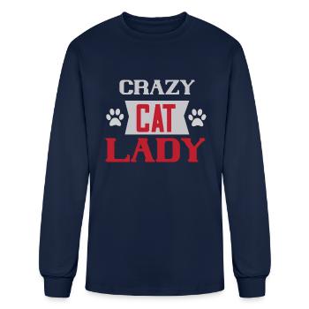 Cat Saying crazy cat lady - Men's Long Sleeve T-Shirt - navy - Front