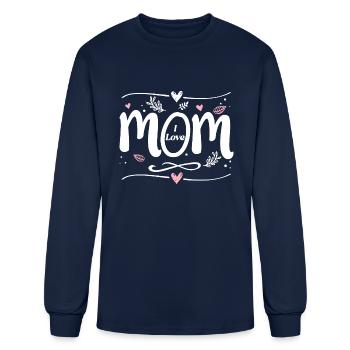 Mother s Day I Love Mom - Men's Long Sleeve T-Shirt - navy - Front