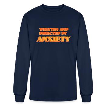 Written and directed by anxiety - Men's Long Sleeve T-Shirt - navy - Front