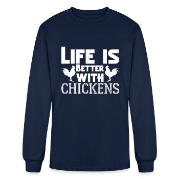 Chickens Joke Chicken Rooster Hen Hens summer - Men's Long Sleeve T-Shirt - navy - Front