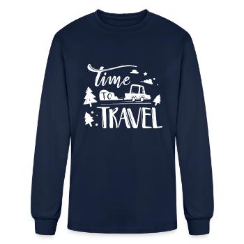 Time To Travel - Men's Long Sleeve T-Shirt - navy - Front