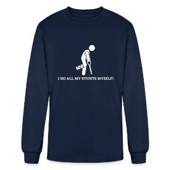 I do all my Stunts myself Injured Stunt Biking - Men's Long Sleeve T-Shirt - navy - Front