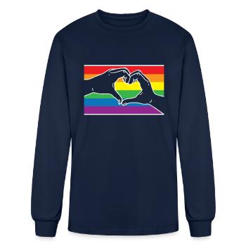 Rainbow Pride Heart Hands - Men's Long Sleeve T-Shirt - navy - Front
