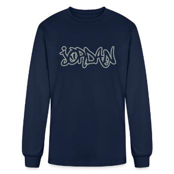 Jordan Graffiti Outline - Men's Long Sleeve T-Shirt - navy - Front