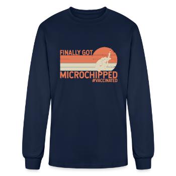 Finally Got Microchipped - Men's Long Sleeve T-Shirt - navy - Front
