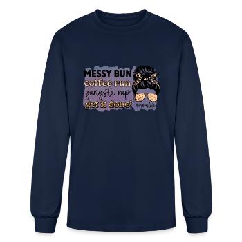 Désordre Bun Coffee Run Gangsta Rap Get It Done Momli - T-shirt à manches longues Homme - marine - Devant