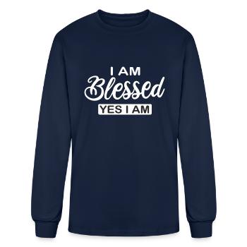 I am Blessed Yes Christian Motivation Blessed Life - Men's Long Sleeve T-Shirt - navy - Front