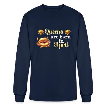 April Royalty: Queens Are Born in April - Men's Long Sleeve T-Shirt - navy - Front
