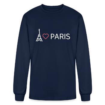 I Love Paris Eiffel Tower - Men's Long Sleeve T-Shirt - navy - Front