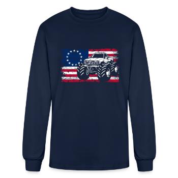 Monster Truck American Flag Betsy Ross - Men's Long Sleeve T-Shirt - navy - Front