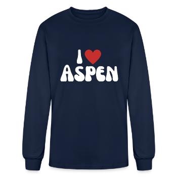 I Love Aspen. I Heart Aspen. Red Heart Valentine's - Men's Long Sleeve T-Shirt - navy - Front
