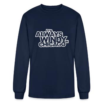 It s Always Windy in Chicago - Men's Long Sleeve T-Shirt - navy - Front