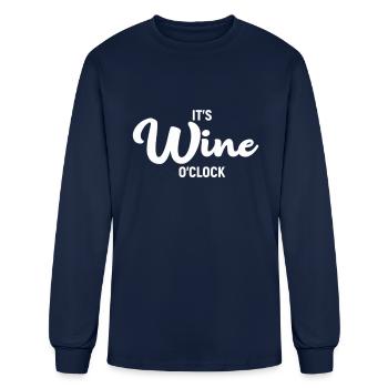 Wine Its Wine Oclock Alcoholic White Cool - Men's Long Sleeve T-Shirt - navy - Front
