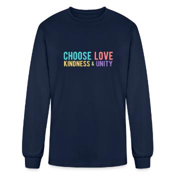 CHOOSE LOVE, KINDNESS & UNITY - colorful - Men's Long Sleeve T-Shirt - navy - Front